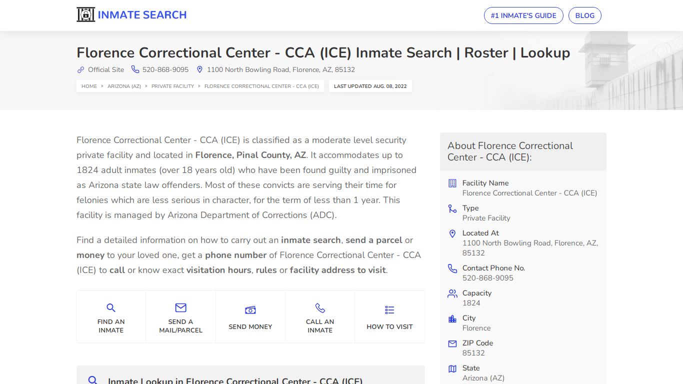 Florence Correctional Center - CCA (ICE) Inmate Search ...
